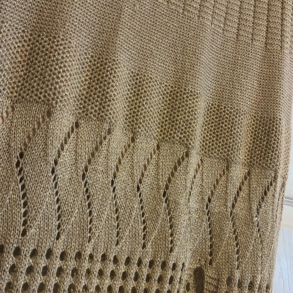 Gold Threaded Light Tan Knit Maxi Skirt - Picture 5 of 14